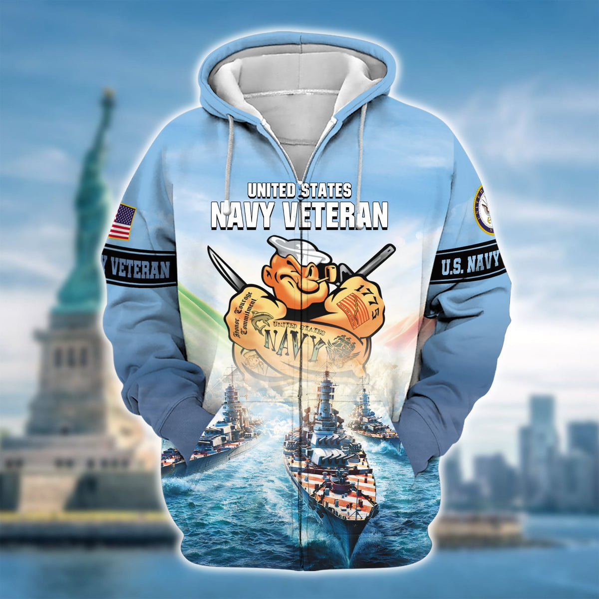 BJ Premium U.S. Navy Veteran Zip Hoodie