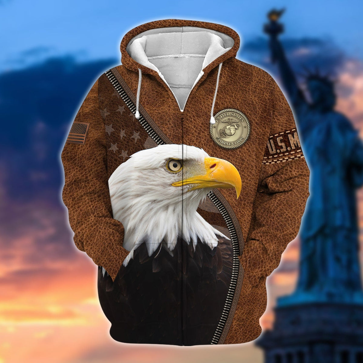 BJ Premium U.S Multiple Service Veteran Zip Hoodie