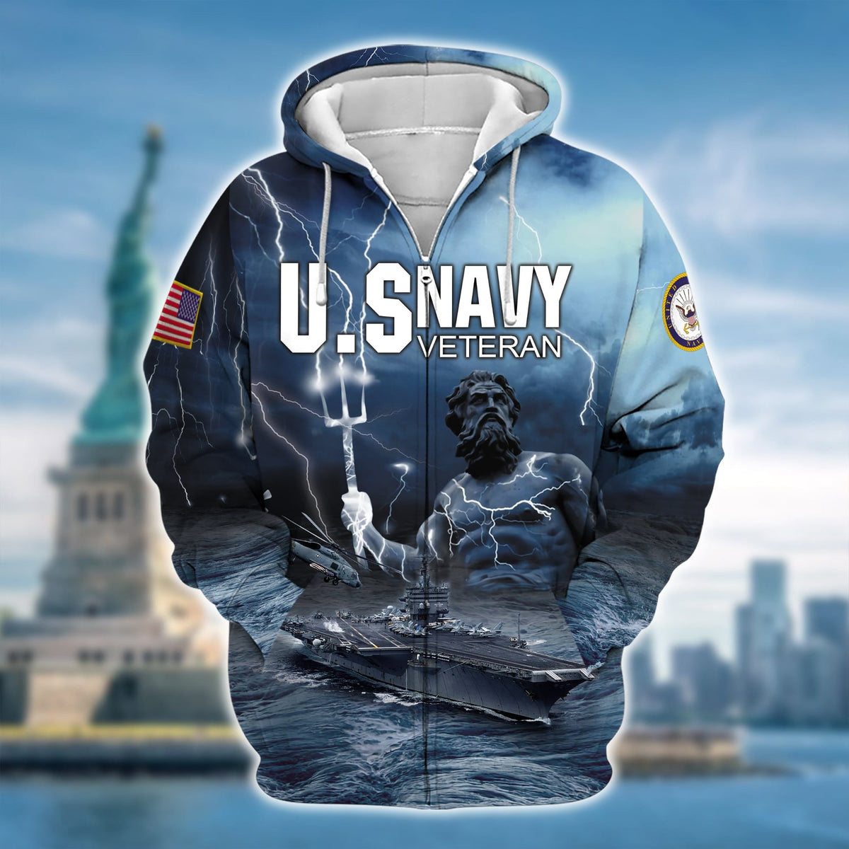 BJ Premium U.S. Navy Veteran Zip Hoodie