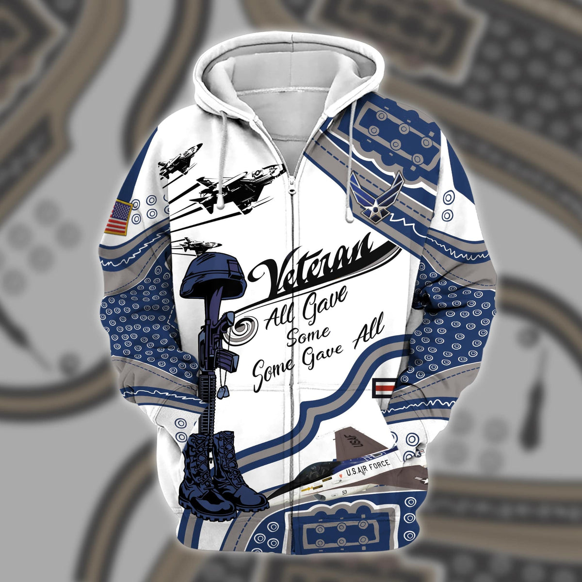 BJ Premium U.S Multiple Service Veteran Zip Hoodie