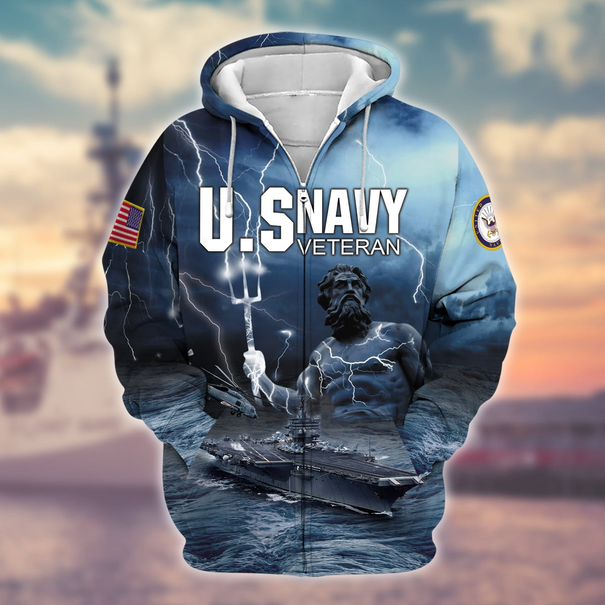 BJ Premium U.S. Navy Veteran Zip Hoodie