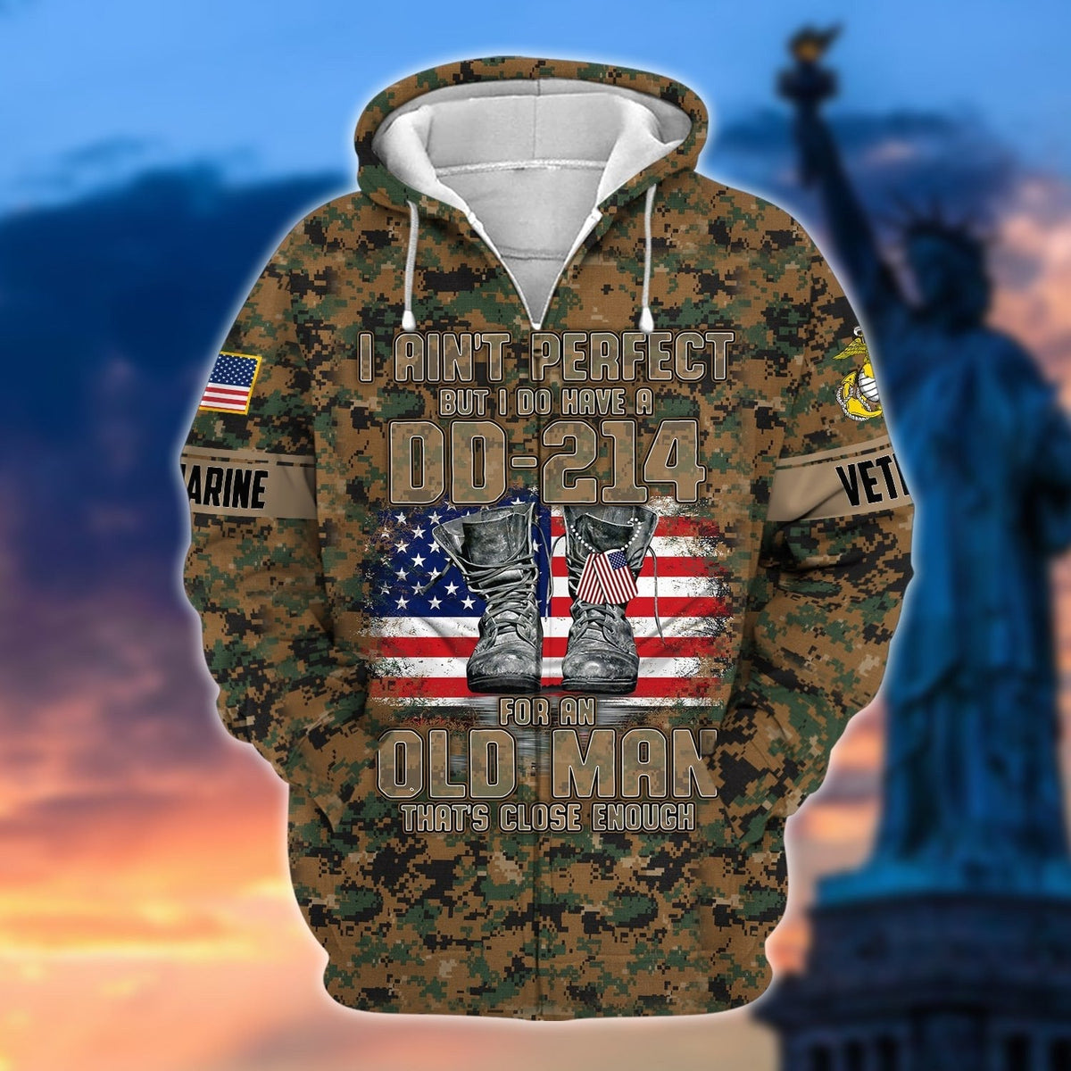 BJ Premium U.S Multiple Service Veteran Zip Hoodie