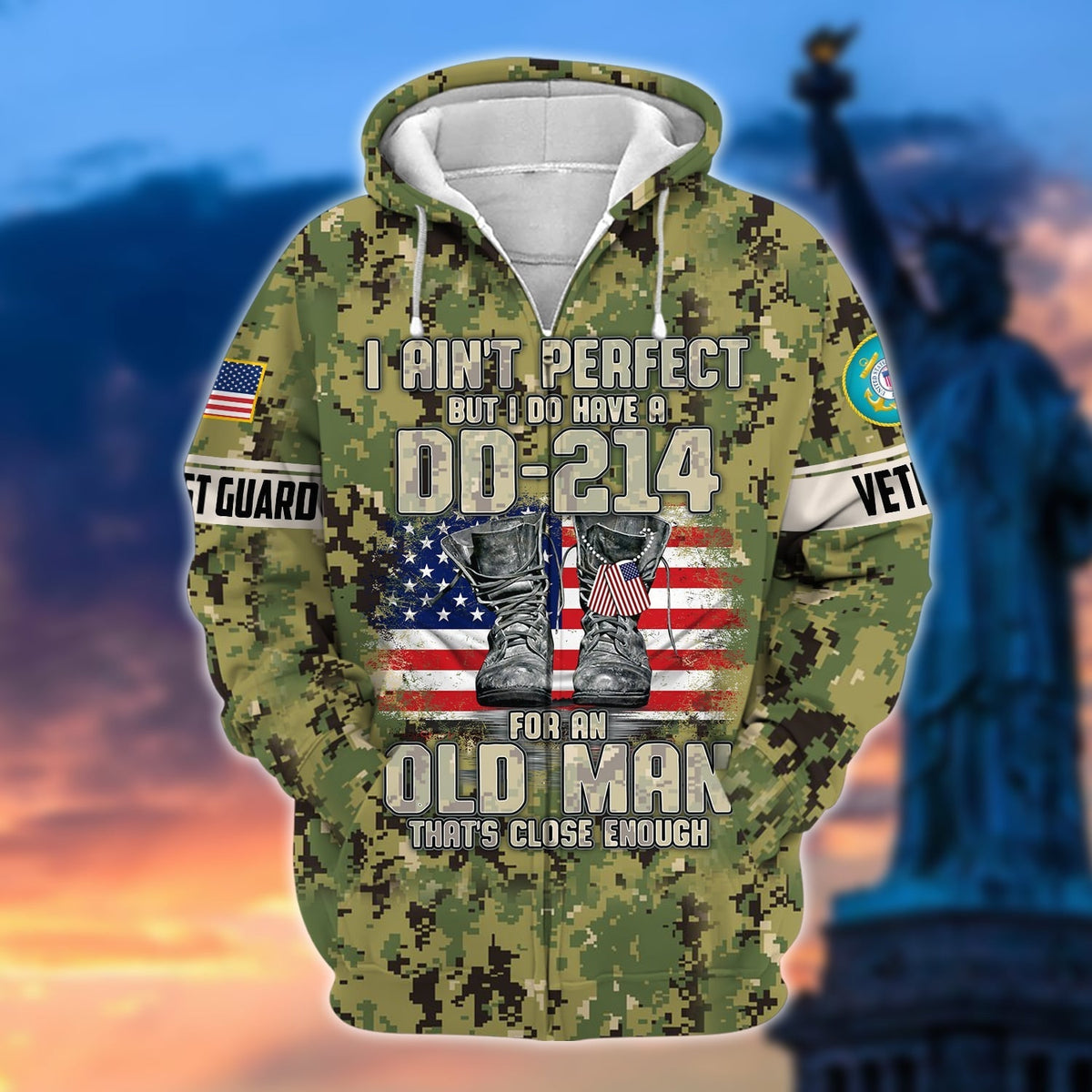 BJ Premium U.S Multiple Service Veteran Zip Hoodie