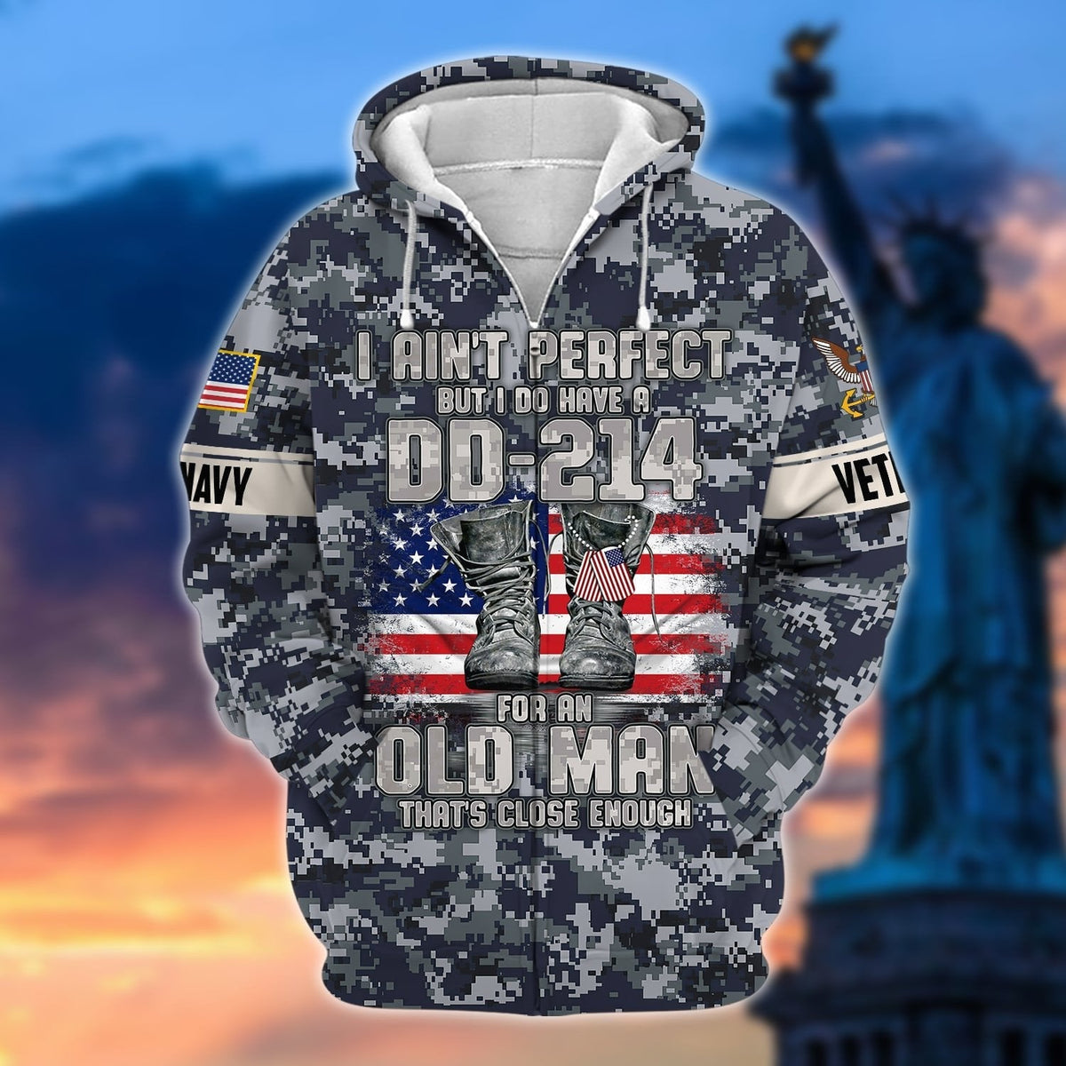 BJ Premium U.S Multiple Service Veteran Zip Hoodie