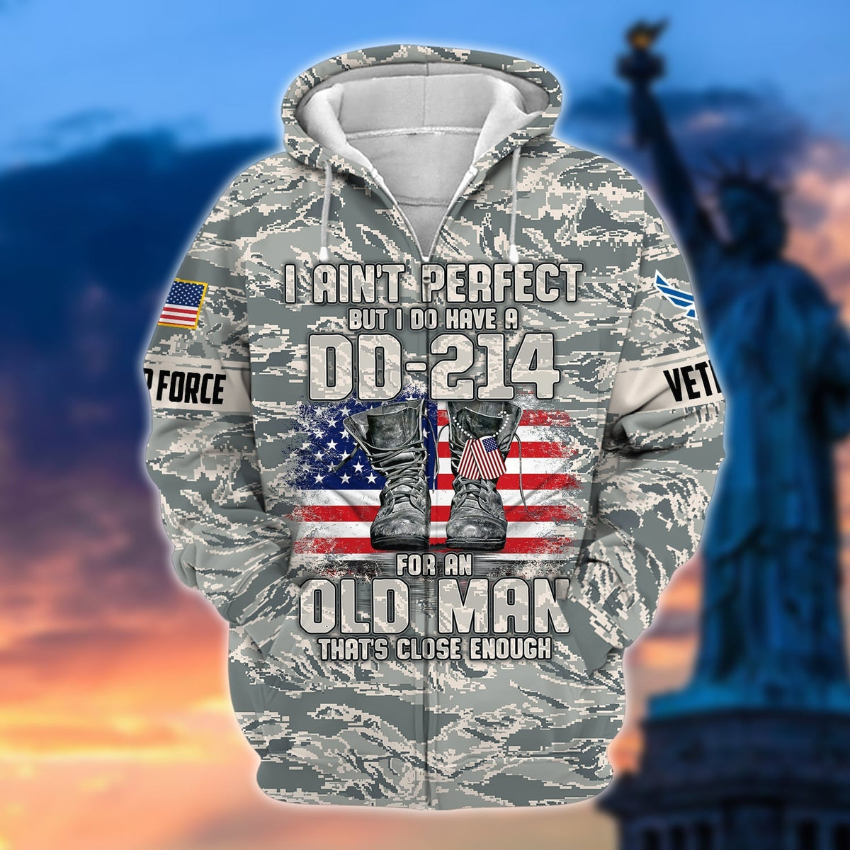BJ Premium U.S Multiple Service Veteran Zip Hoodie