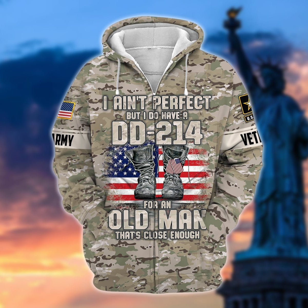 BJ Premium U.S Multiple Service Veteran Zip Hoodie