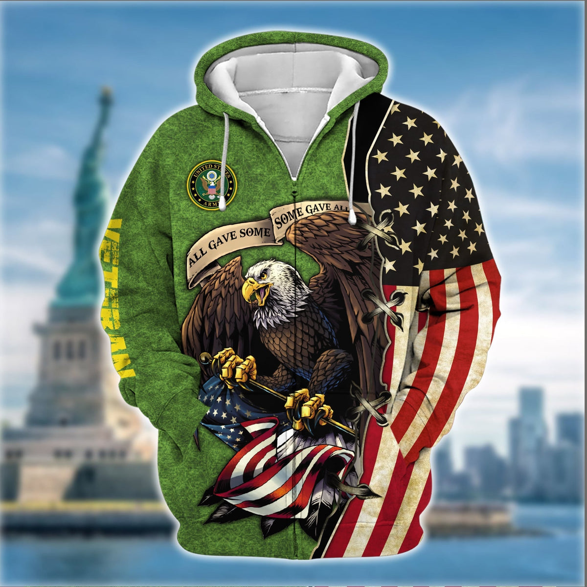 BJ Premium U.S Multiple Service Veteran Zip Hoodie