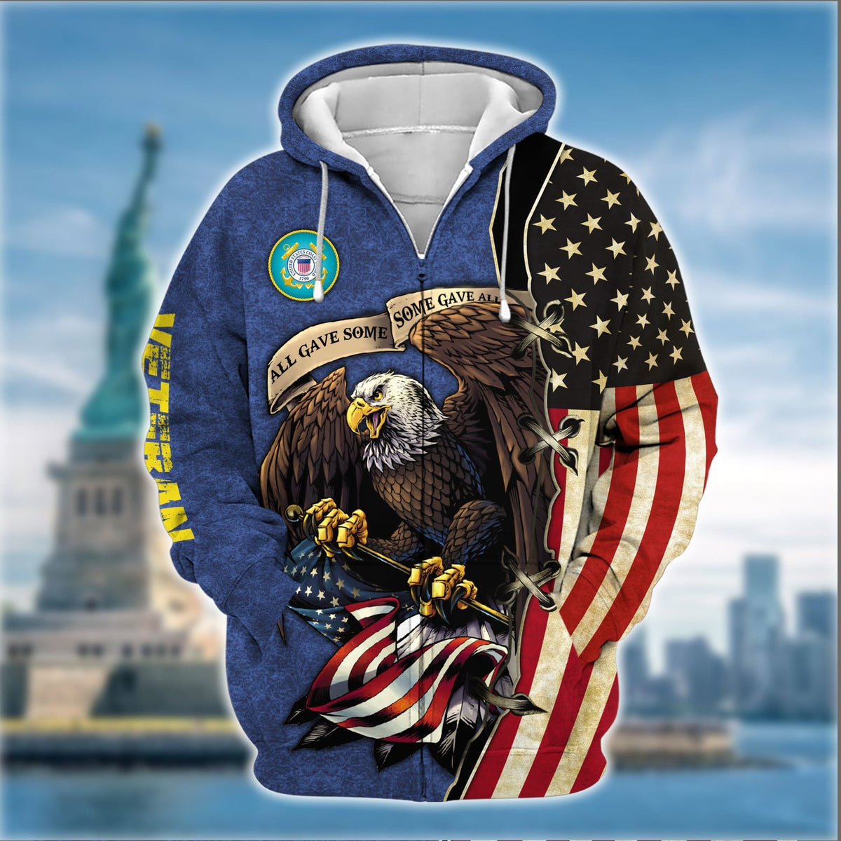 BJ Premium U.S Multiple Service Veteran Zip Hoodie