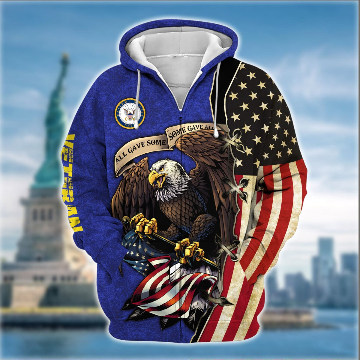 BJ Premium U.S Multiple Service Veteran Zip Hoodie