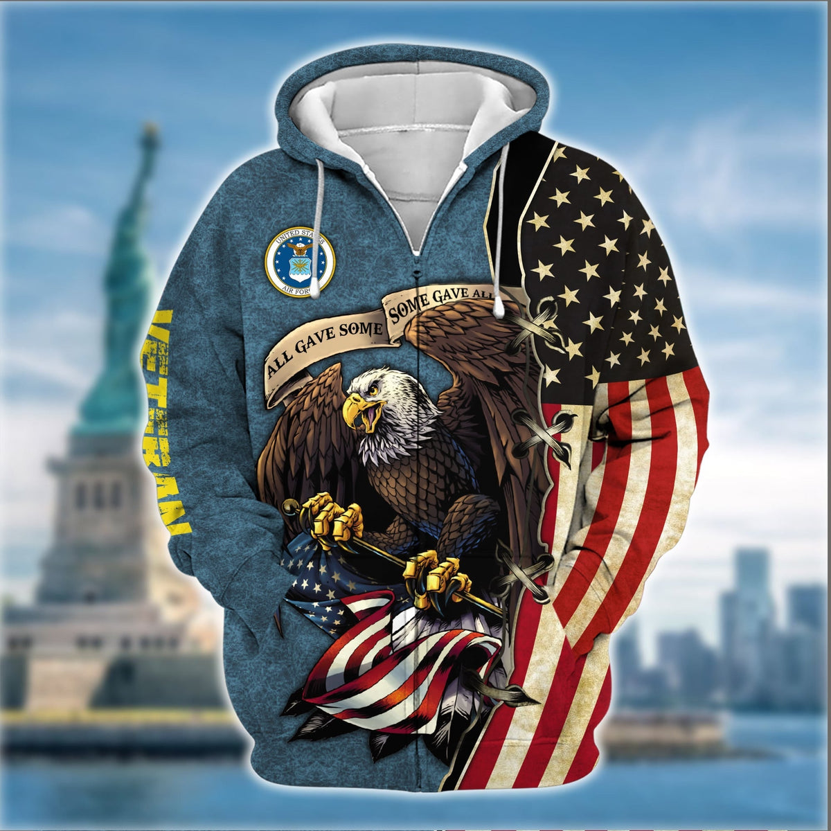 BJ Premium U.S Multiple Service Veteran Zip Hoodie