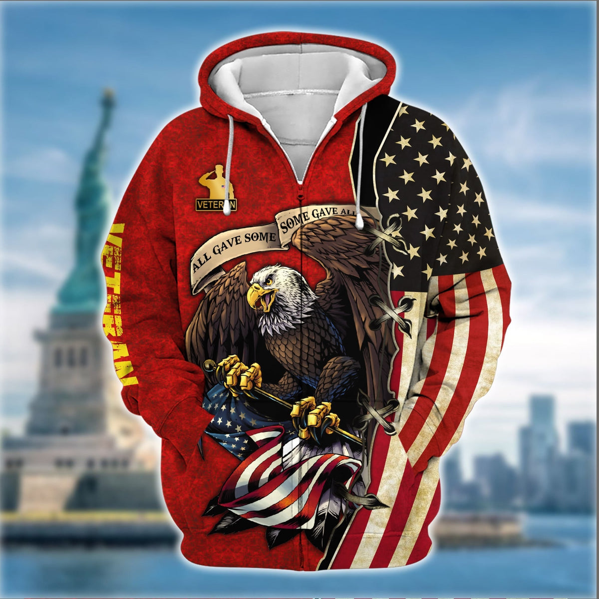 BJ Premium U.S Multiple Service Veteran Zip Hoodie