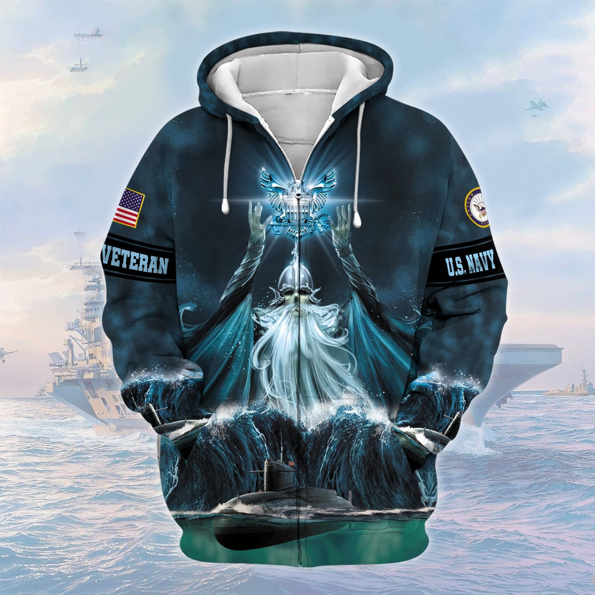 BJ Premium U.S Navy Veteran Zip Hoodie