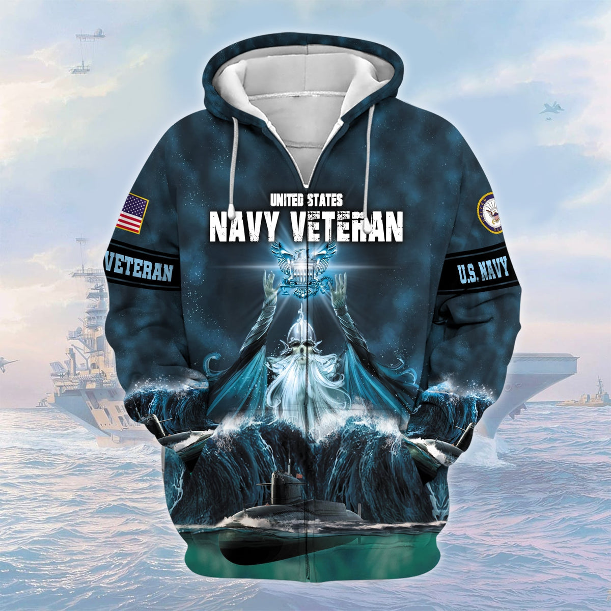 BJ Premium U.S Navy Veteran Zip Hoodie