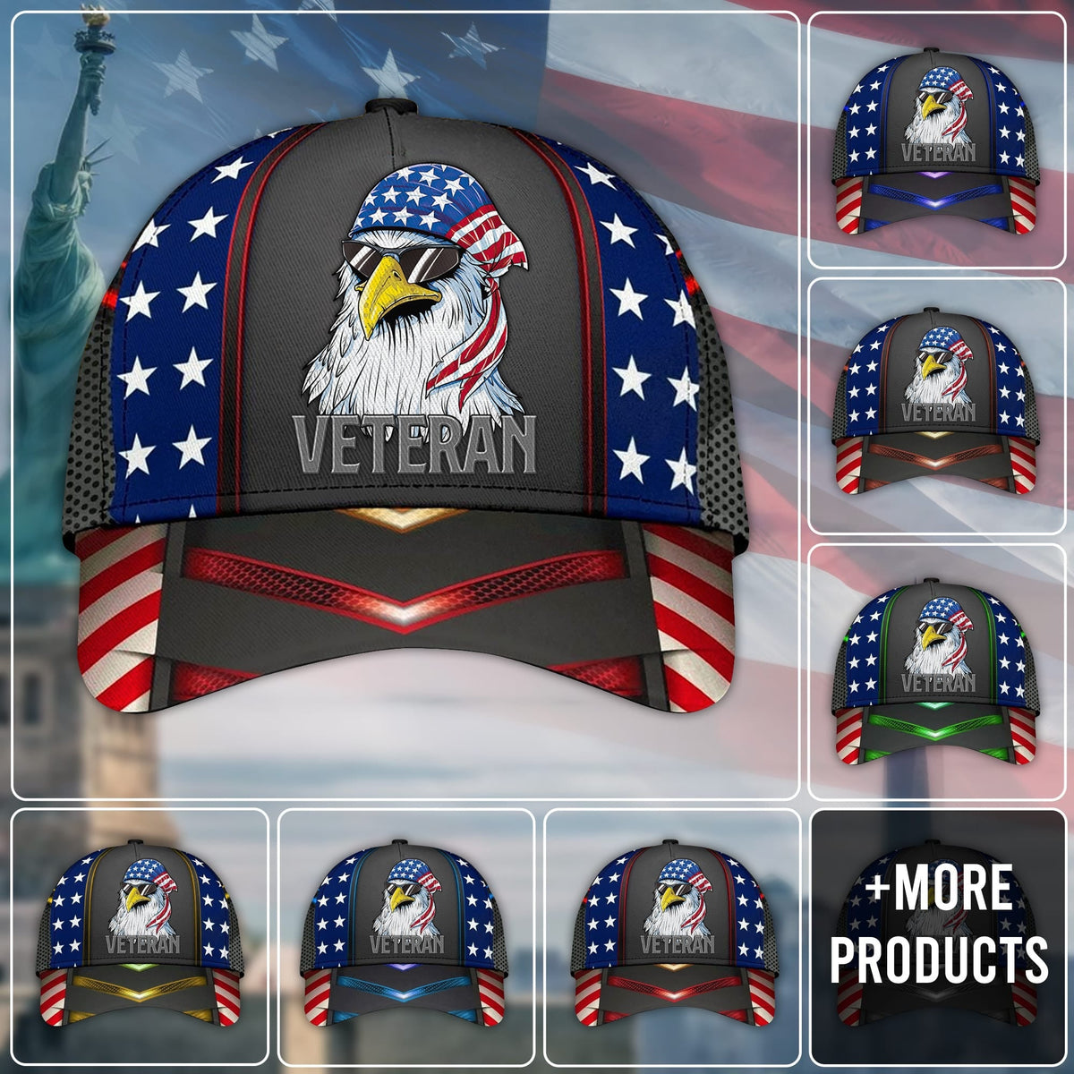BlueJose Premium Never Underestimate An Old Man US Veteran Cap NPVC070702