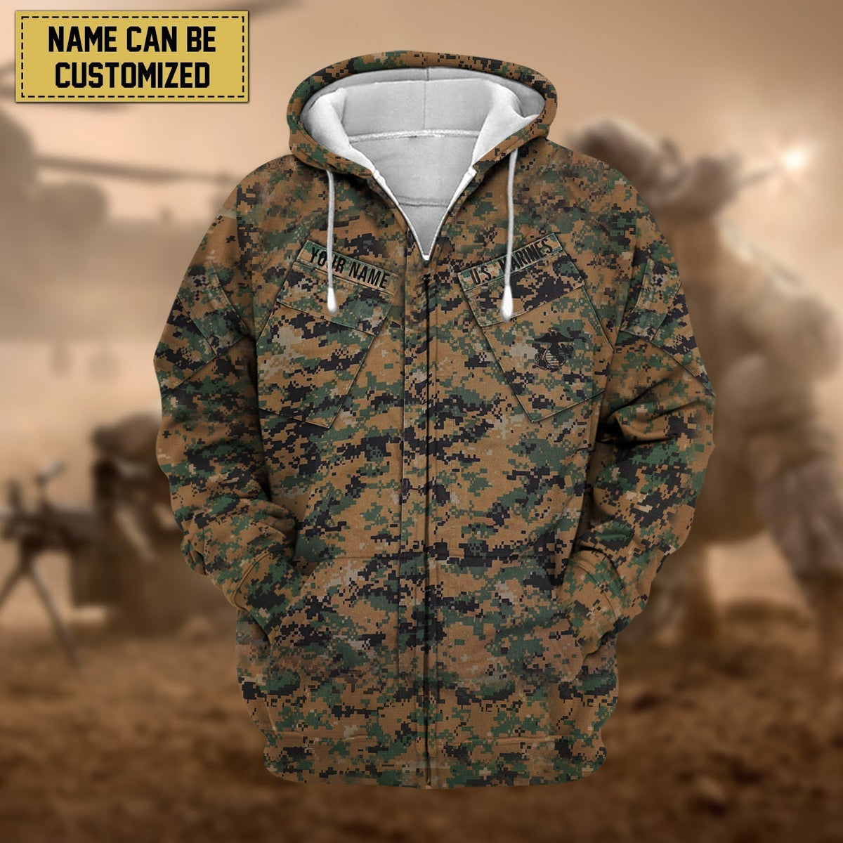 BJ Premium Personalized US Veteran Zip Hoodie