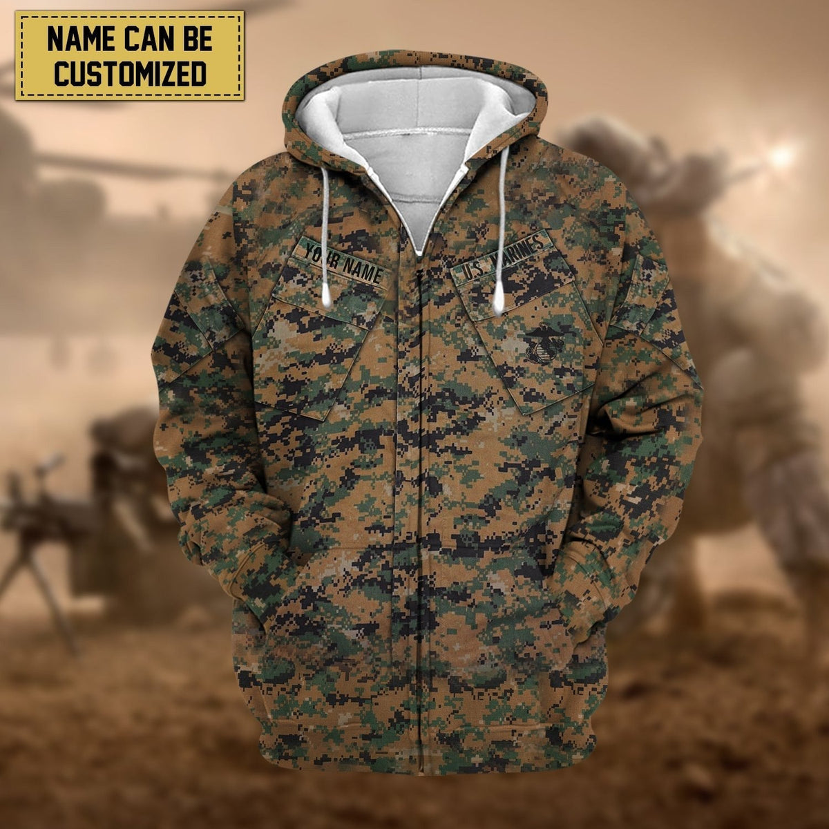 BJ Premium Personalized US Veteran Zip Hoodie
