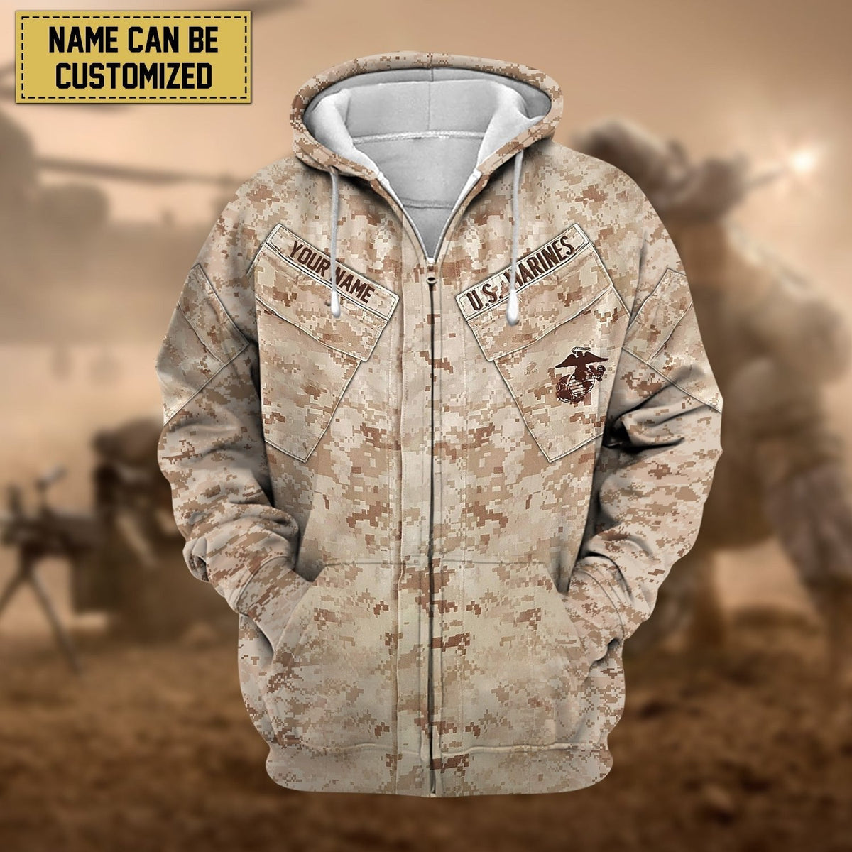 BJ Premium Personalized US Veteran Zip Hoodie