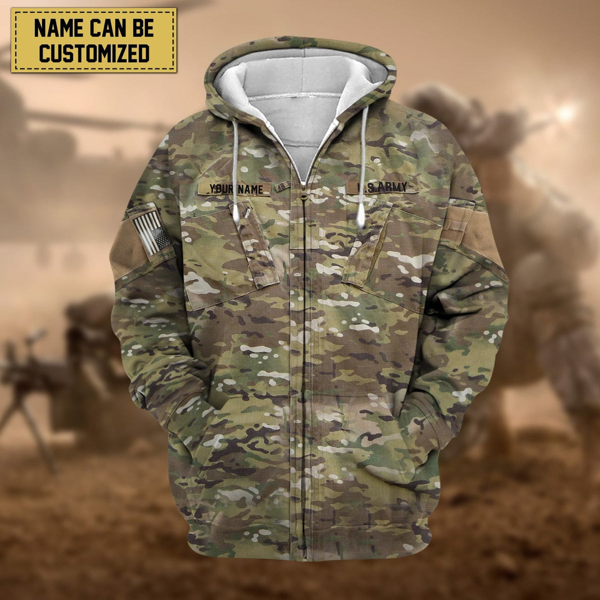 BJ Premium Personalized US Veteran Zip Hoodie