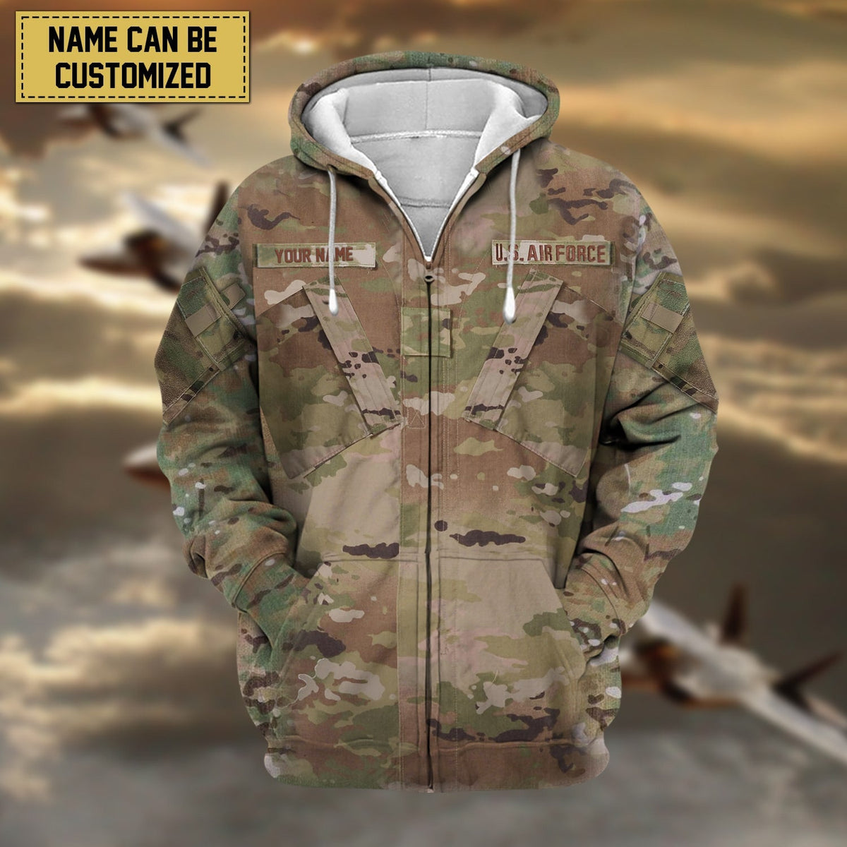 BJ Premium Personalized US Veteran Zip Hoodie