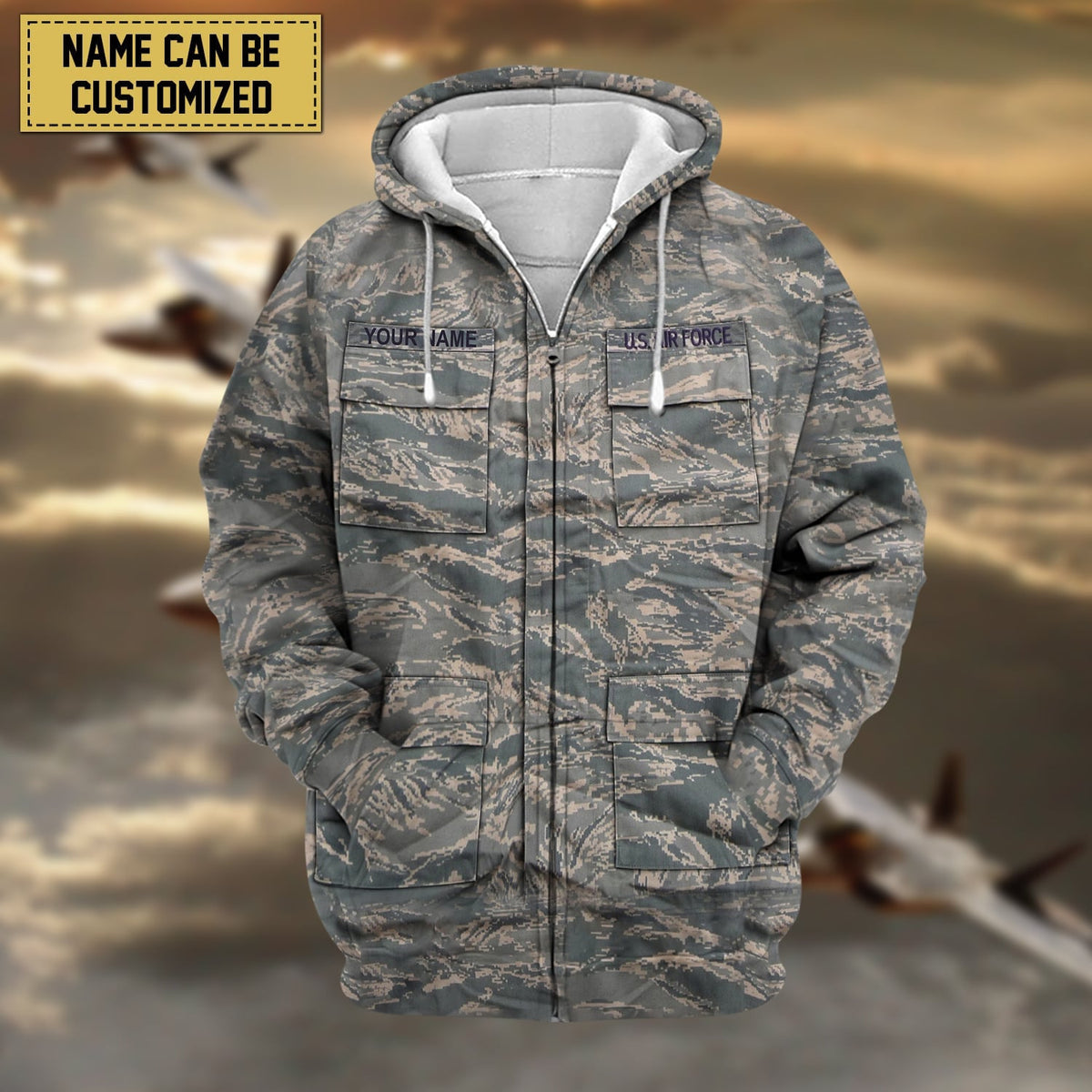 BJ Premium Personalized US Veteran Zip Hoodie