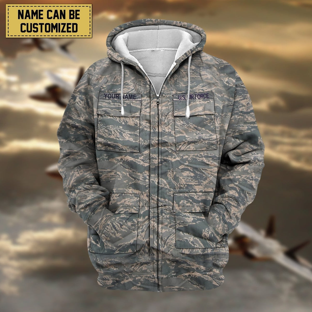 BJ Premium Personalized US Veteran Zip Hoodie