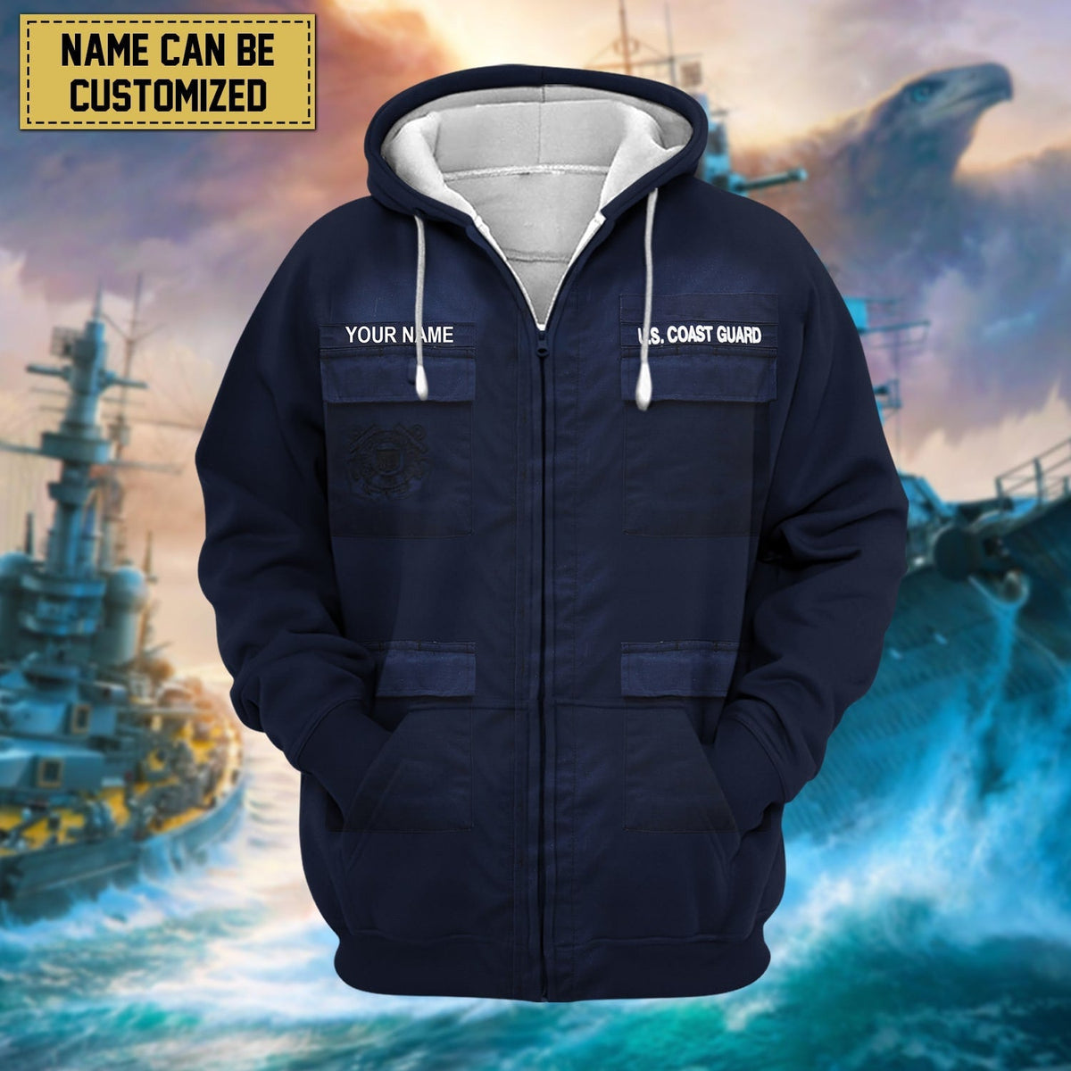 BJ Premium Personalized US Veteran Zip Hoodie