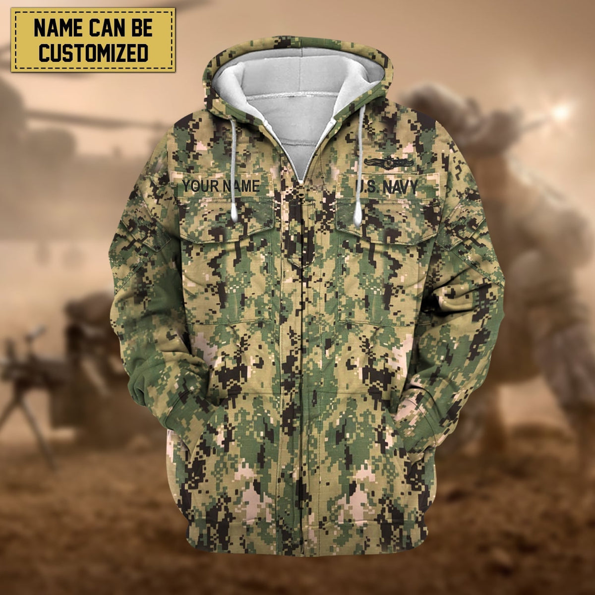 BJ Premium Personalized US Veteran Zip Hoodie
