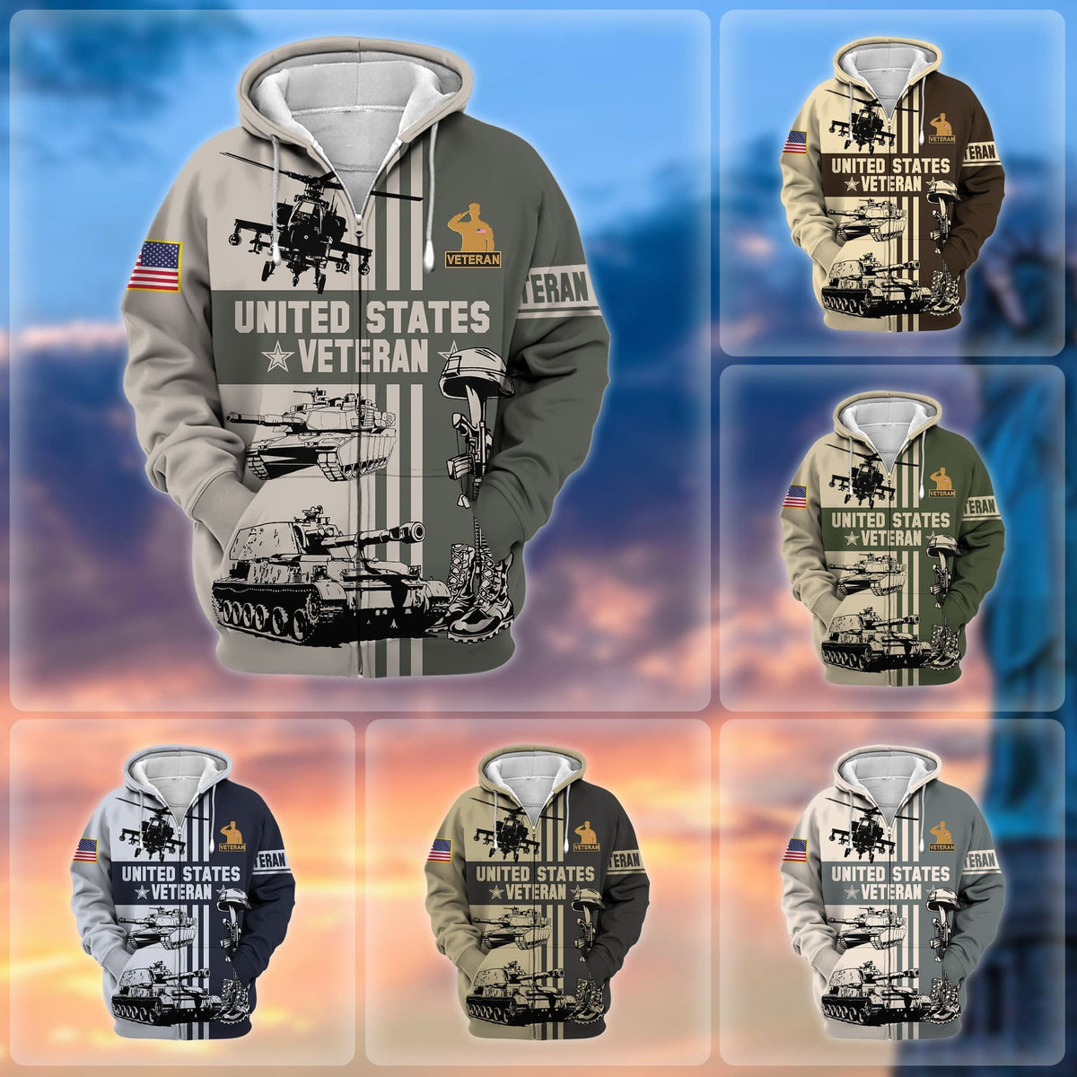 BJ Premium US Veteran Zip Hoodie