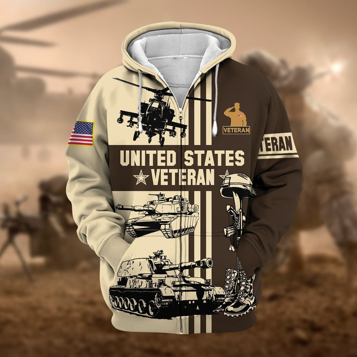 BJ Premium US Veteran Zip Hoodie