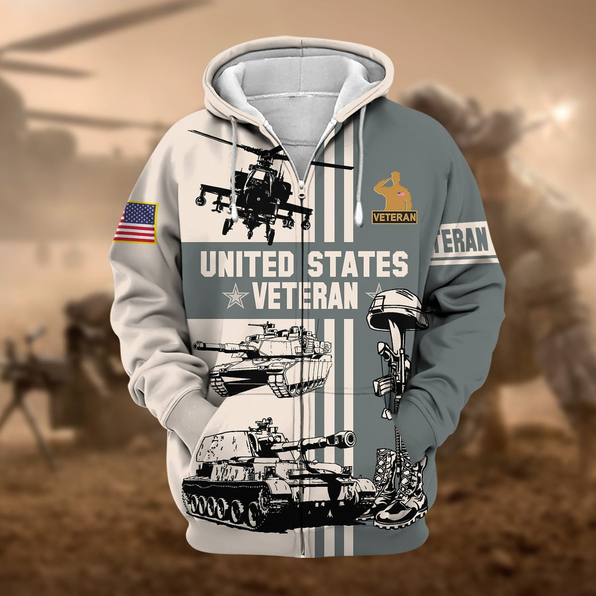 BJ Premium US Veteran Zip Hoodie