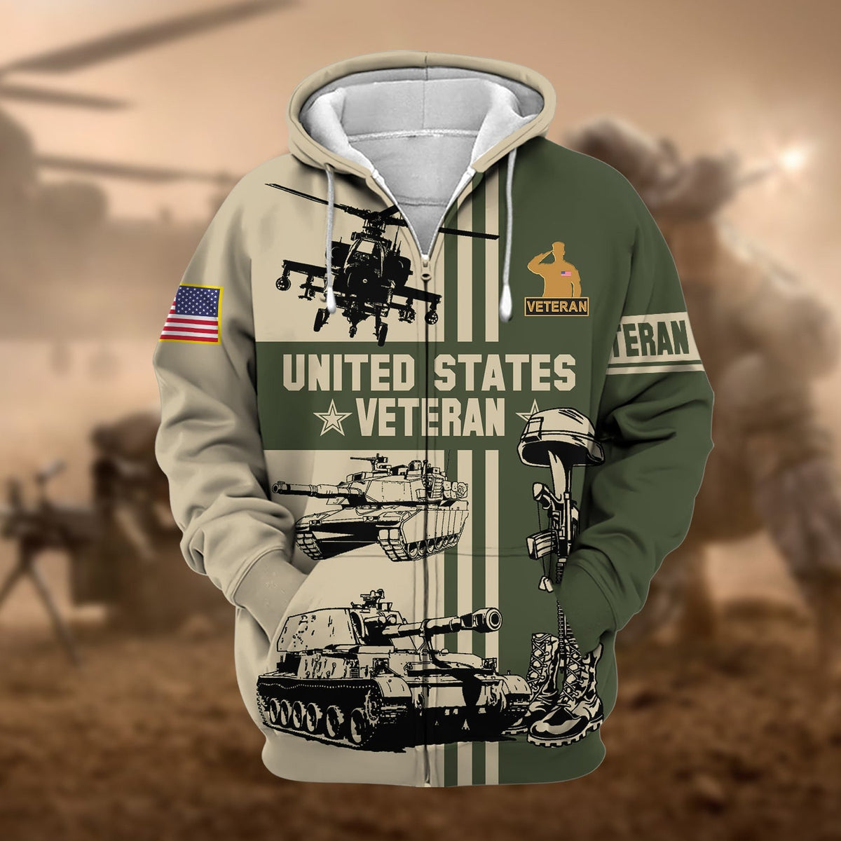 BJ Premium US Veteran Zip Hoodie