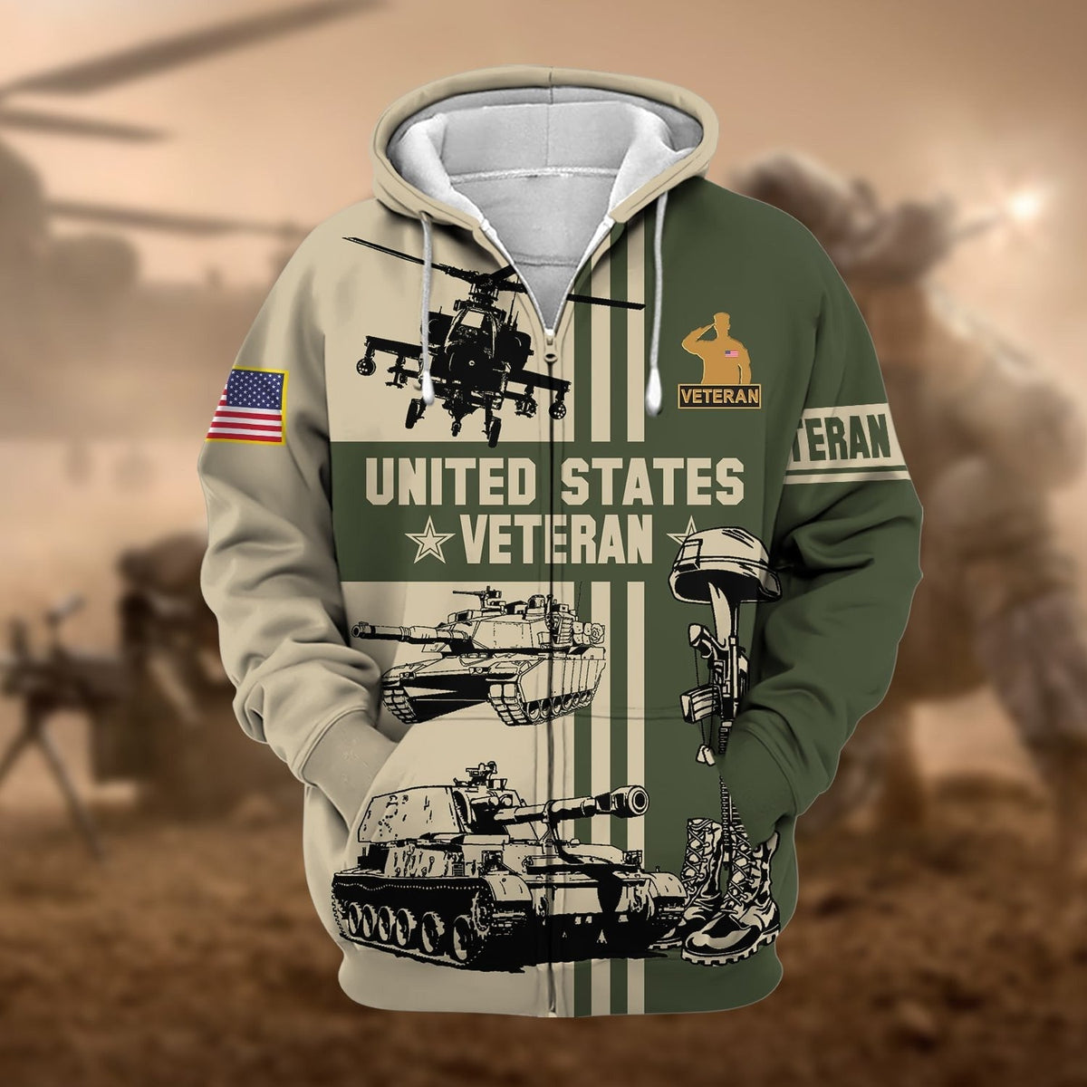 BJ Premium US Veteran Zip Hoodie