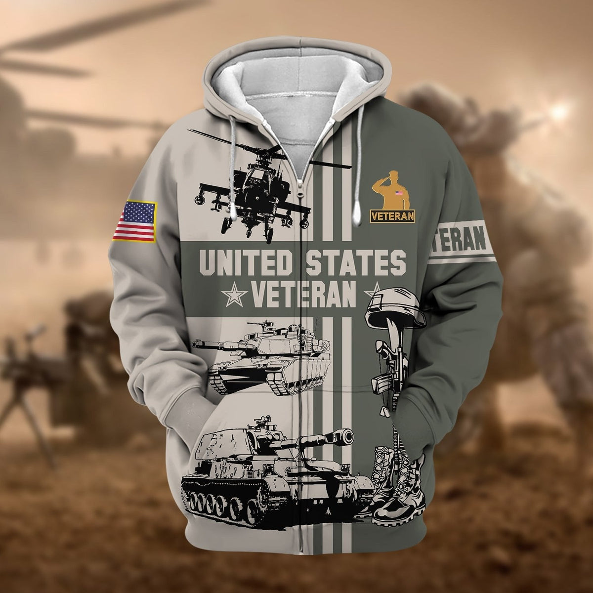 BJ Premium US Veteran Zip Hoodie