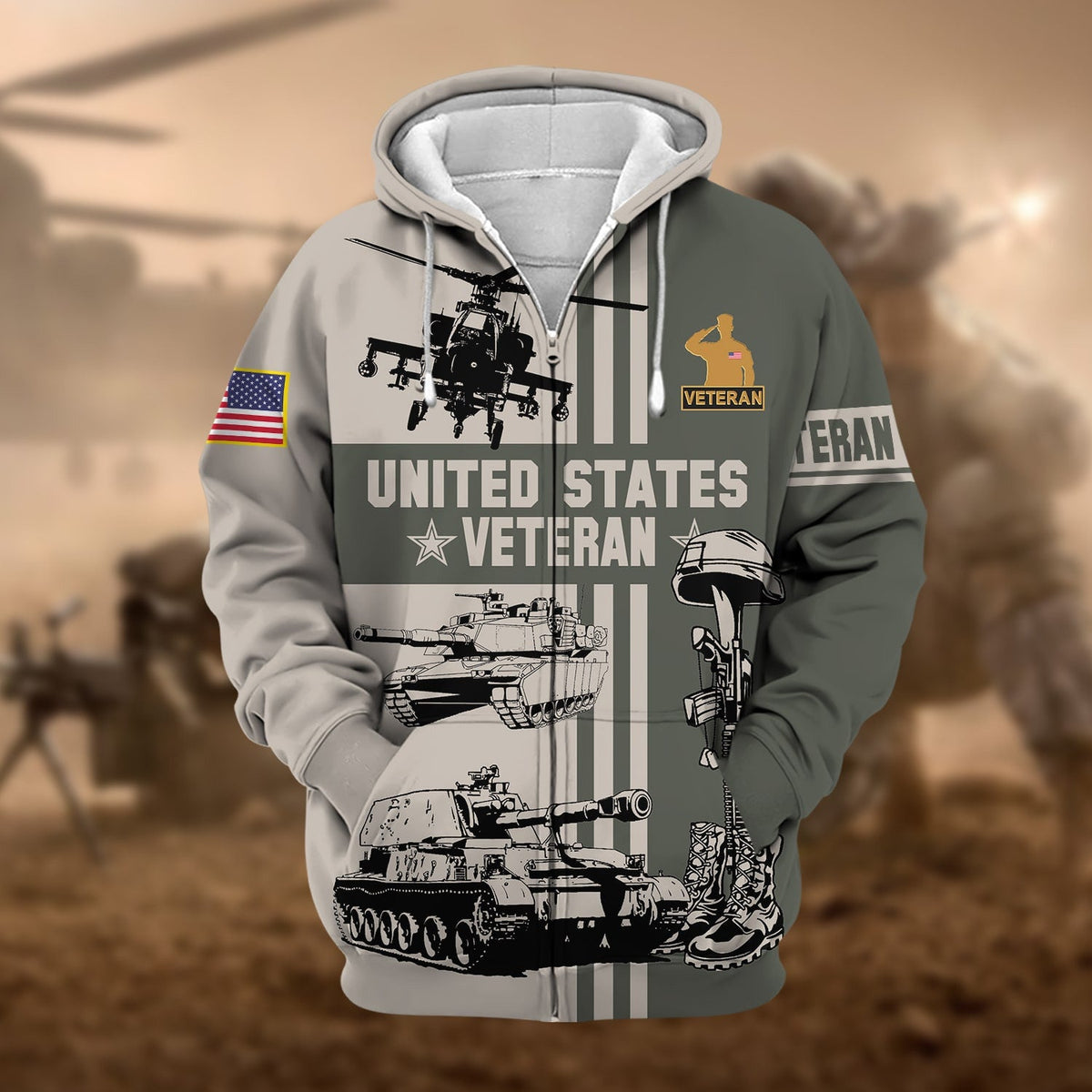 BJ Premium US Veteran Zip Hoodie