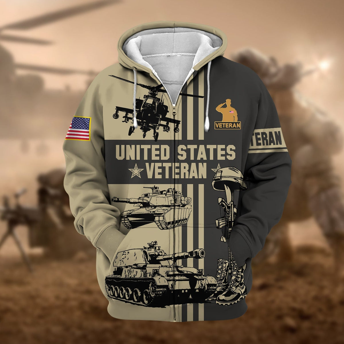 BJ Premium US Veteran Zip Hoodie