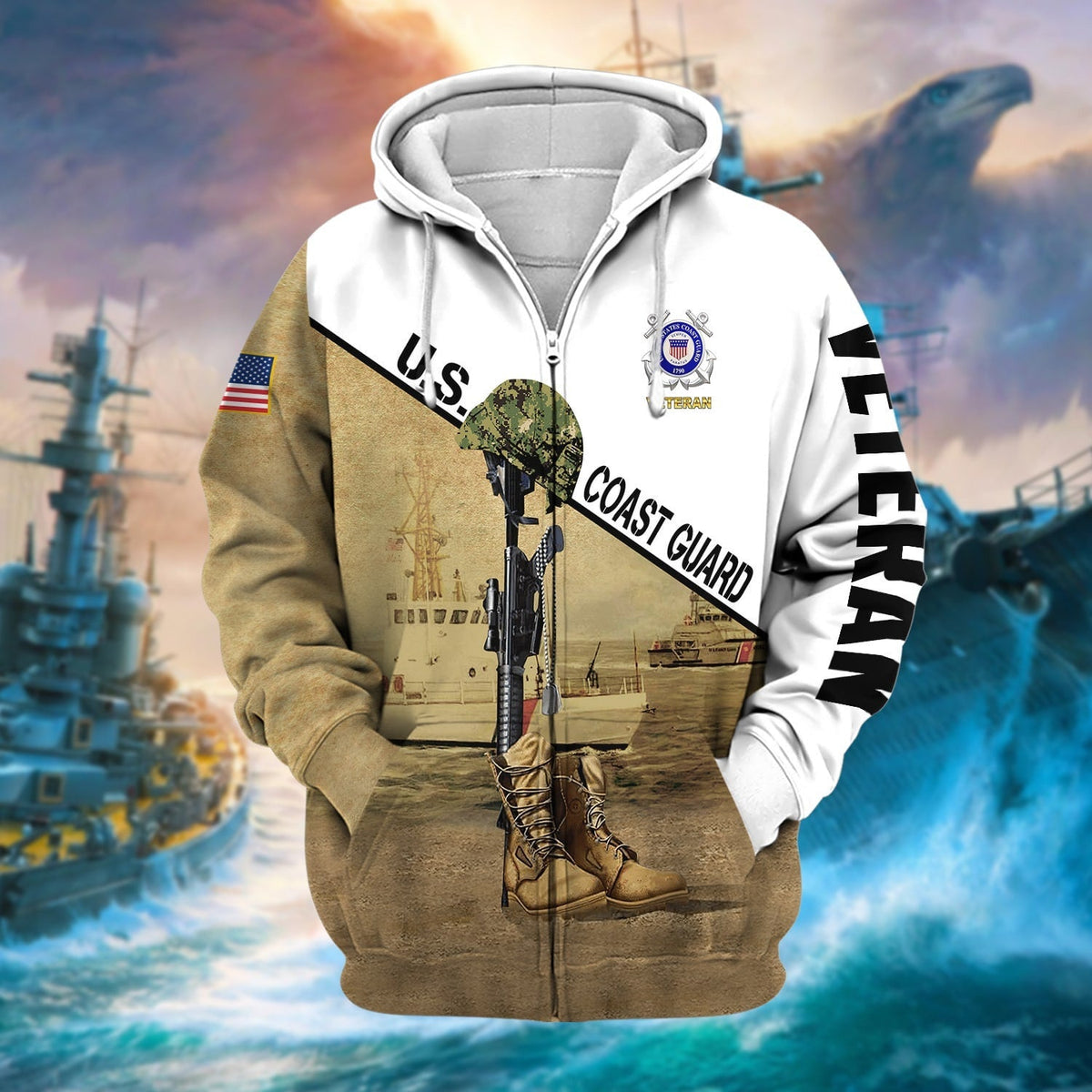 BJ Premium US Veteran Zip Hoodie
