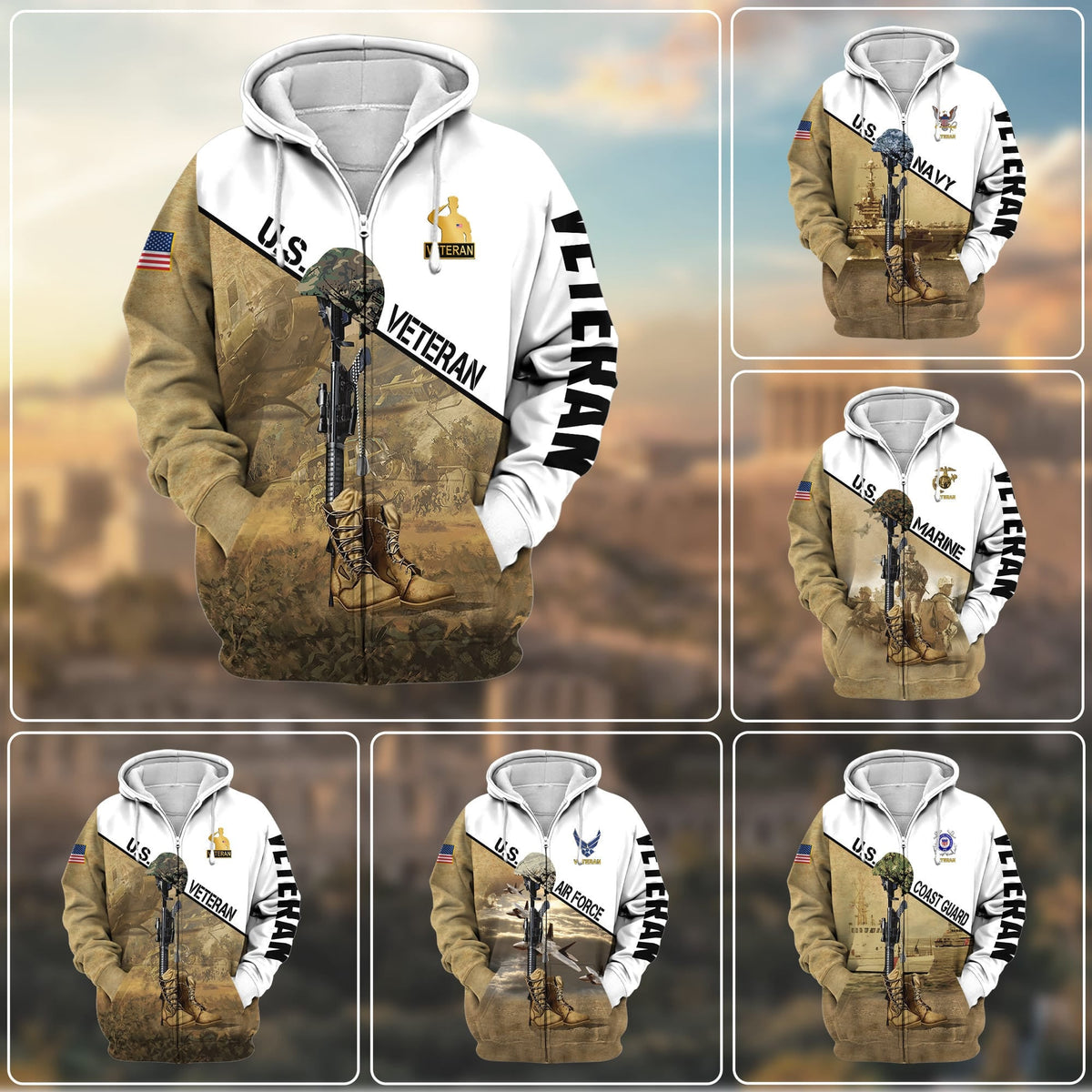 BJ Premium US Veteran Zip Hoodie