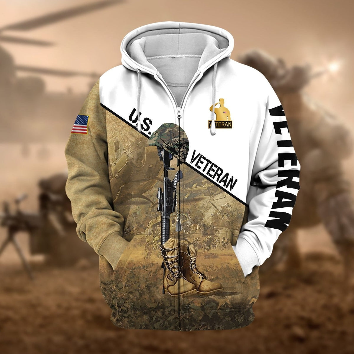 BJ Premium US Veteran Zip Hoodie