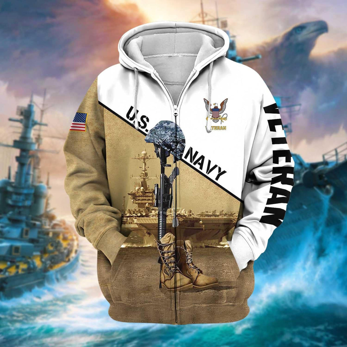 BJ Premium US Veteran Zip Hoodie