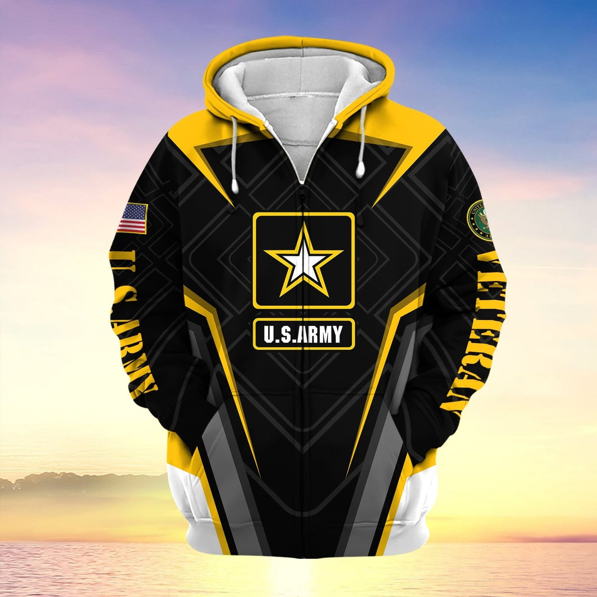 BJ US Veteran Proudly Served Multiservice Zip Hoodie