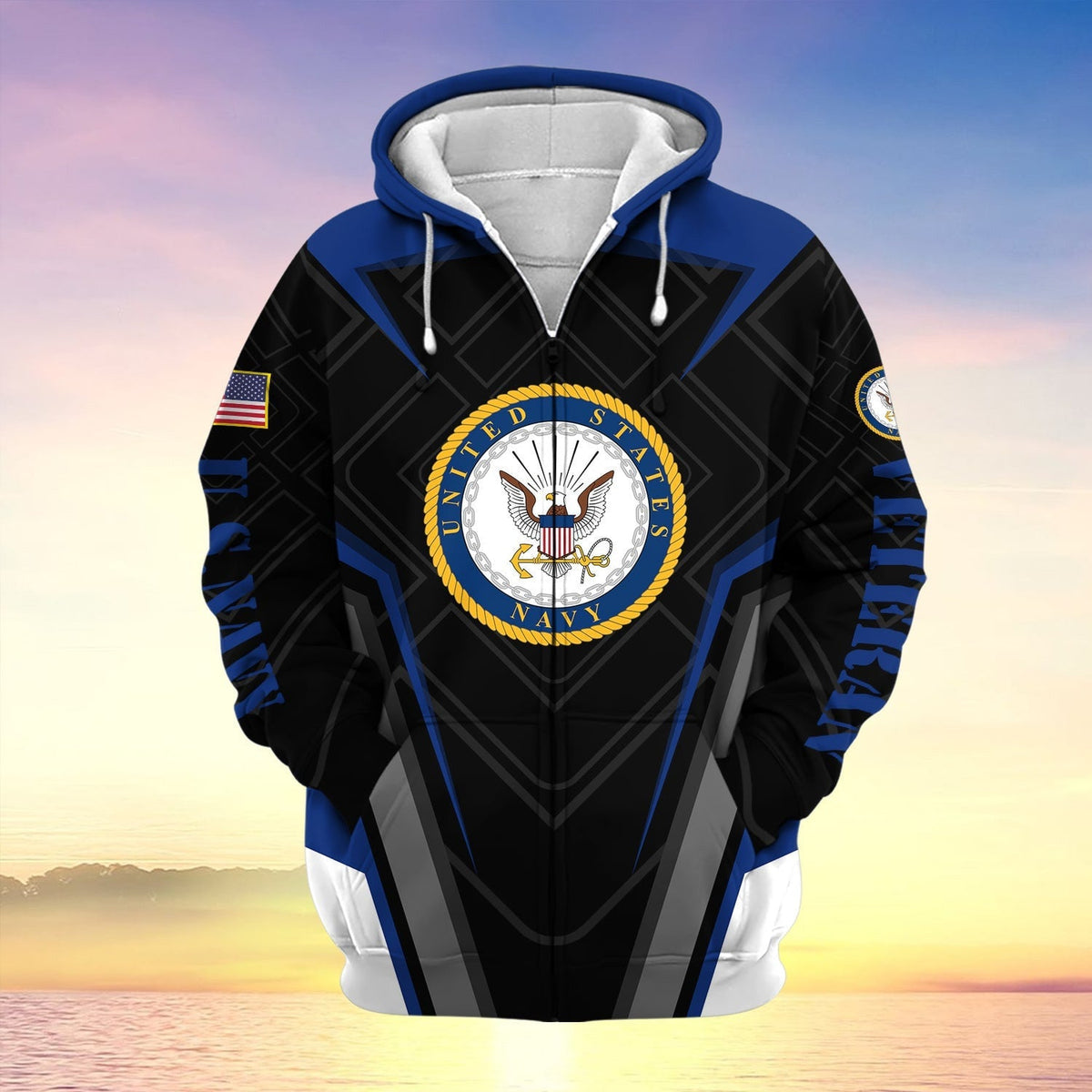 BJ US Veteran Proudly Served Multiservice Zip Hoodie