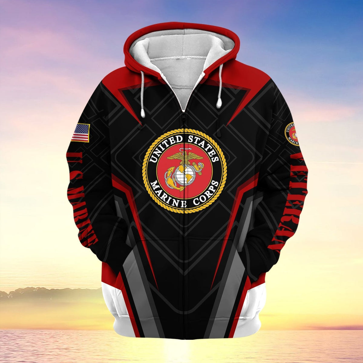 BJ US Veteran Proudly Served Multiservice Zip Hoodie