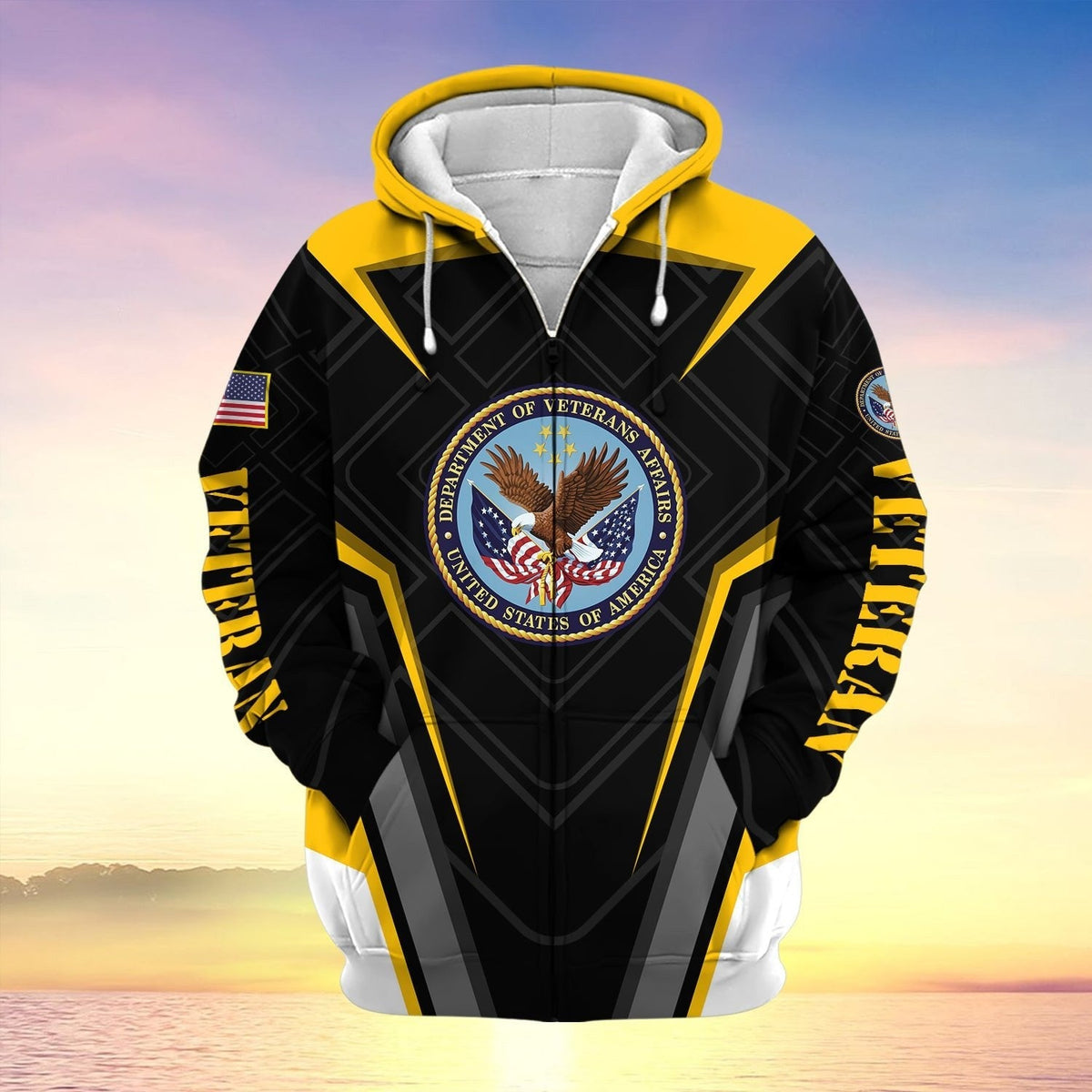 BJ US Veteran Proudly Served Multiservice Zip Hoodie