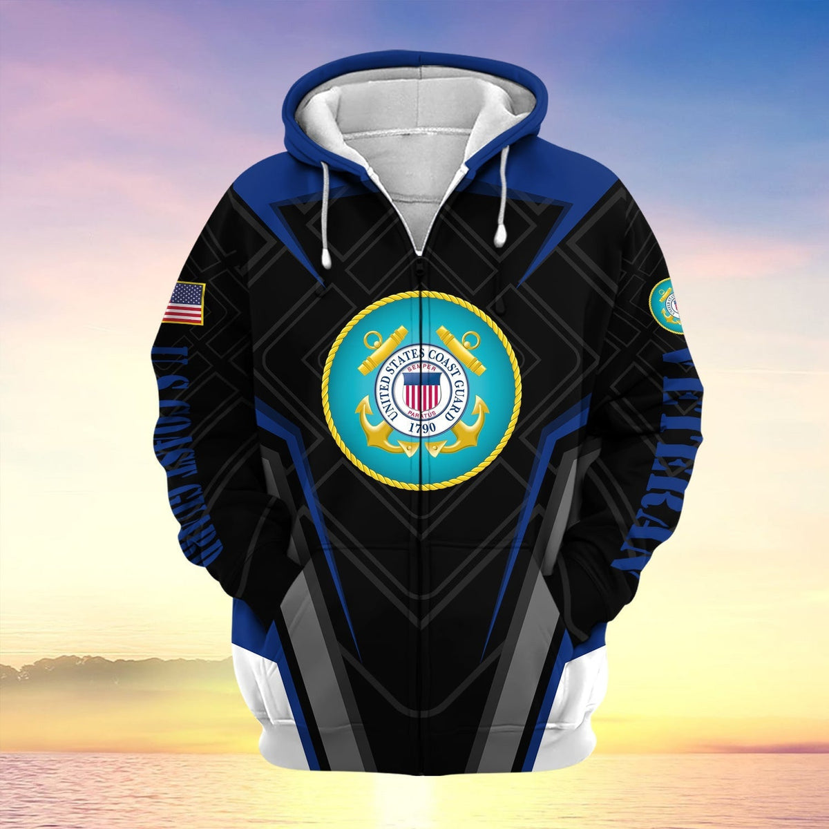 BJ US Veteran Proudly Served Multiservice Zip Hoodie
