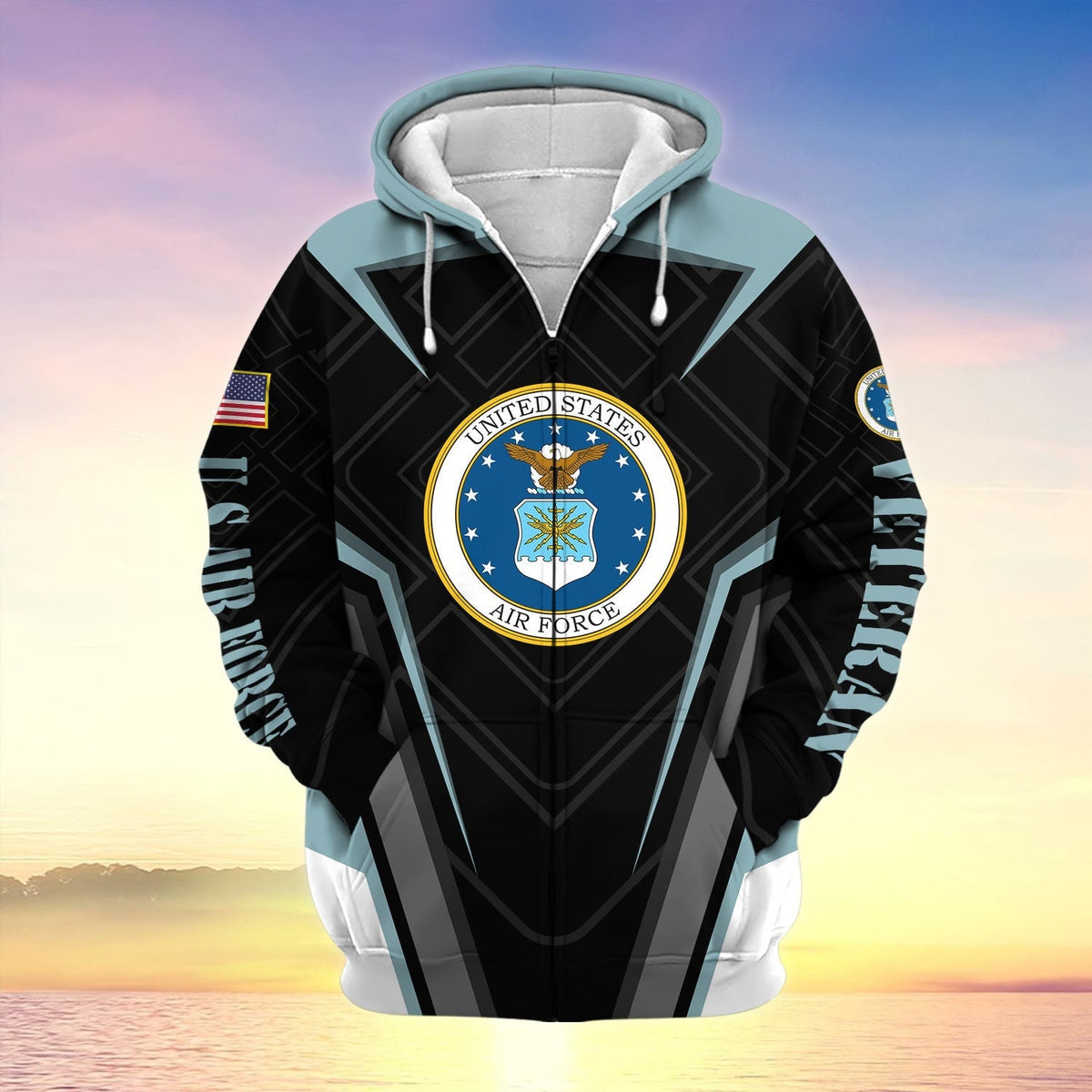 BJ US Veteran Proudly Served Multiservice Zip Hoodie