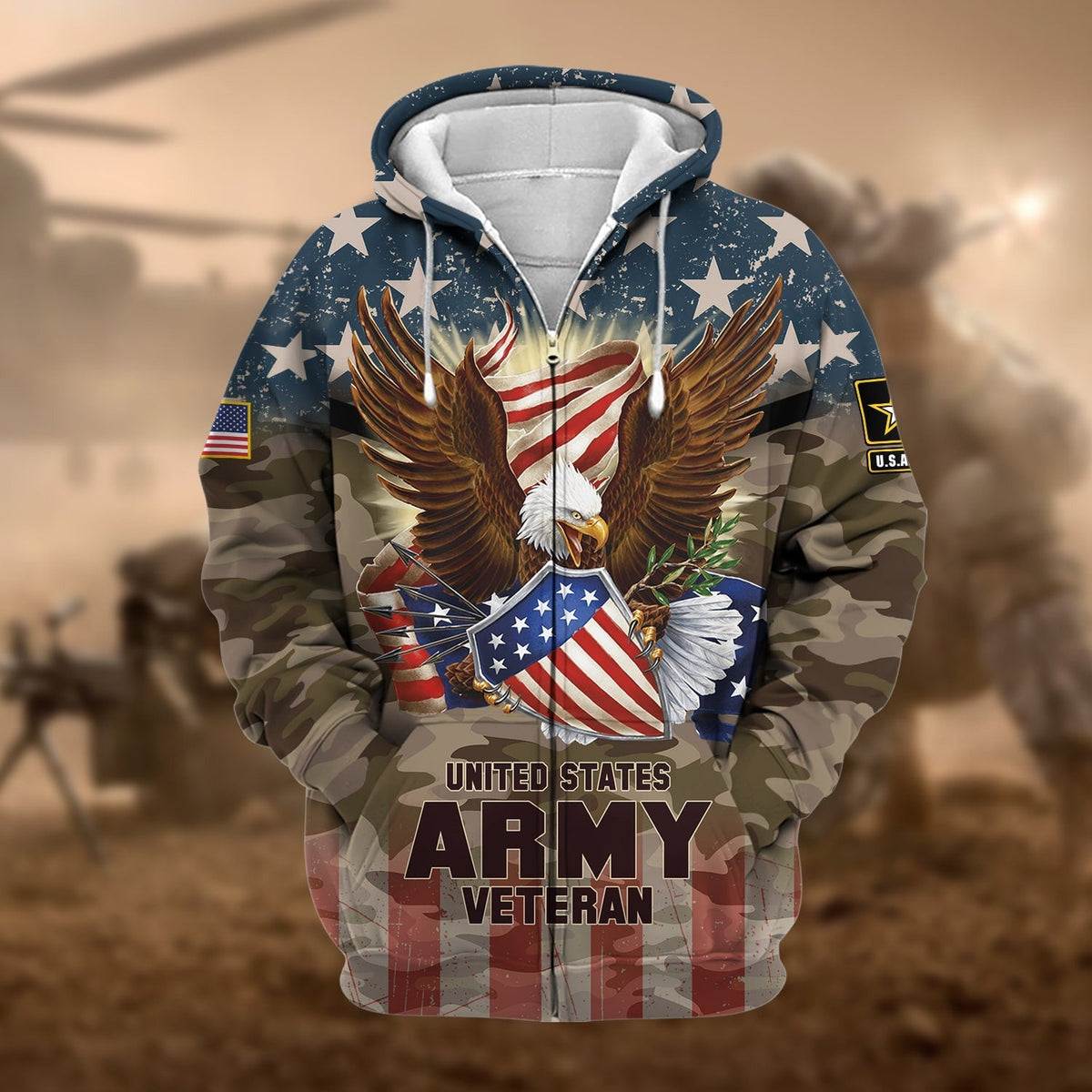 BJ Premium Eagle US Veteran Zip Hoodie