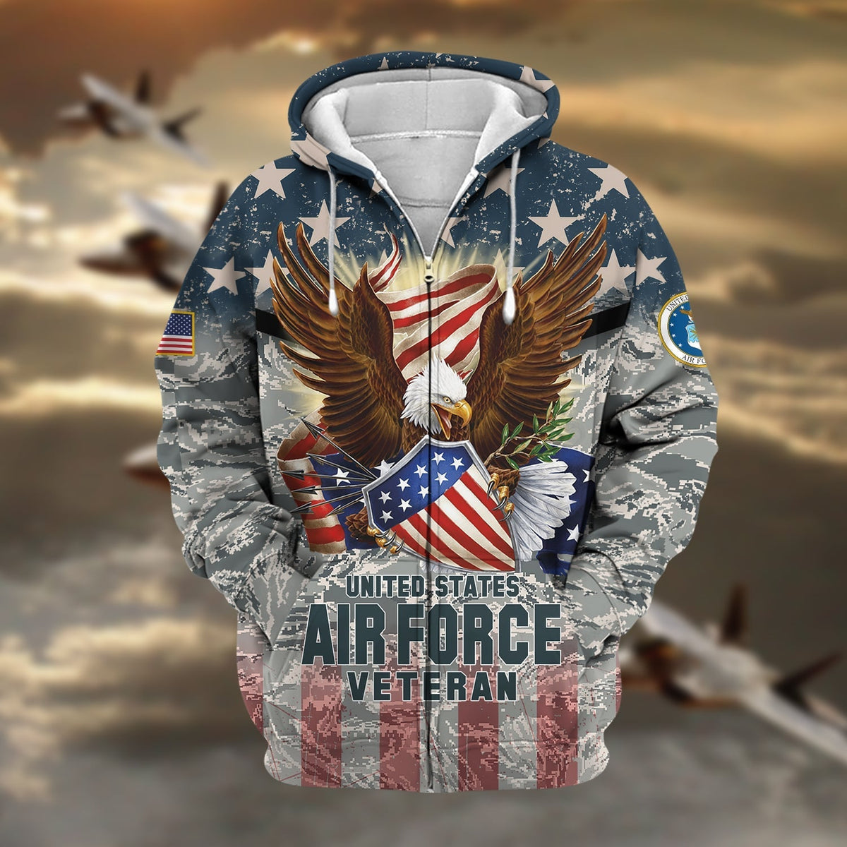 BJ Premium Eagle US Veteran Zip Hoodie