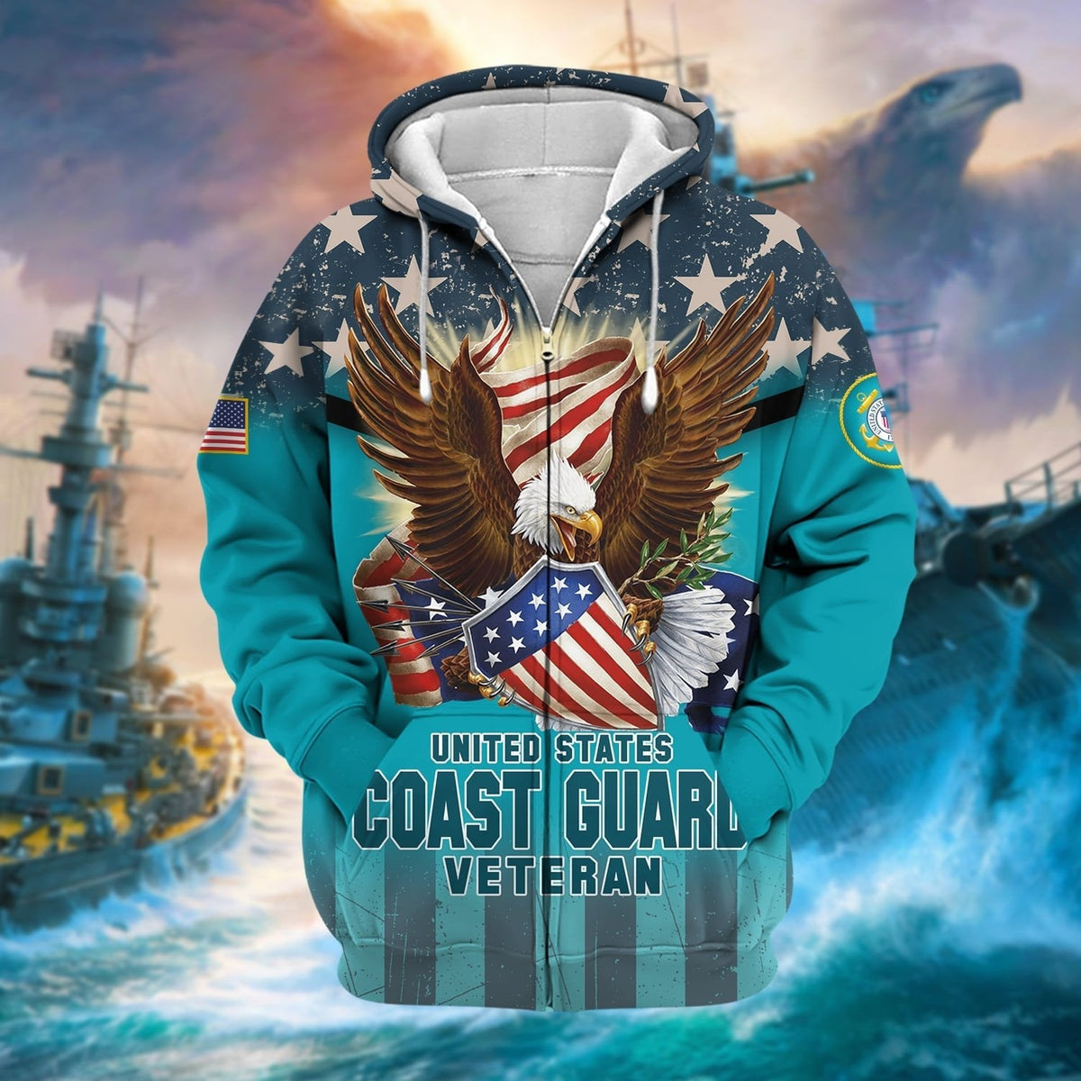 BJ Premium Eagle US Veteran Zip Hoodie