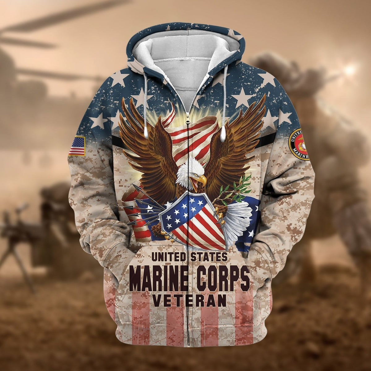 BJ Premium Eagle US Veteran Zip Hoodie