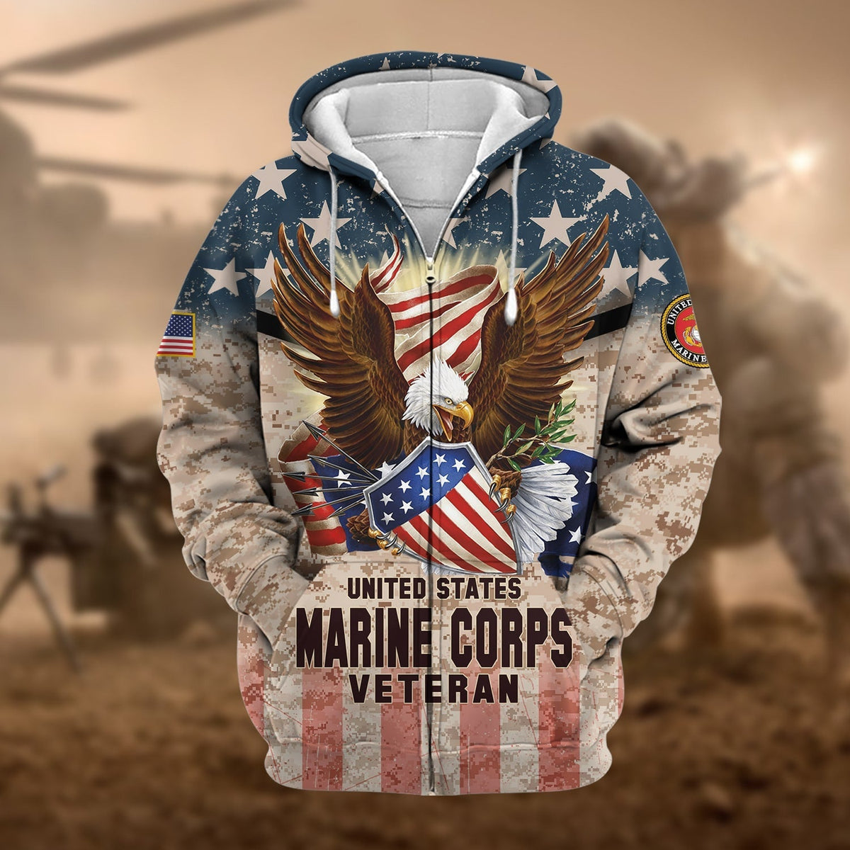BJ Premium Eagle US Veteran Zip Hoodie